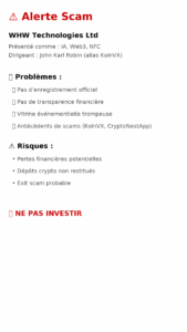 ⚠ Alerte Scam – WHW Technologies Ltd