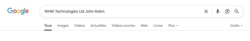 Recherche Google WHW Technologies Ltd John Robin